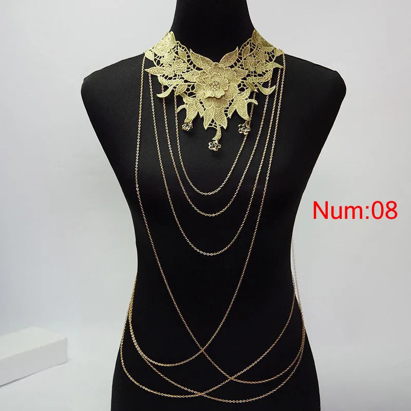 Fashion Chain Necklace Lace Flower Collares Sexy Women Lace Necklace 2017 Elegant Party summer jewelry