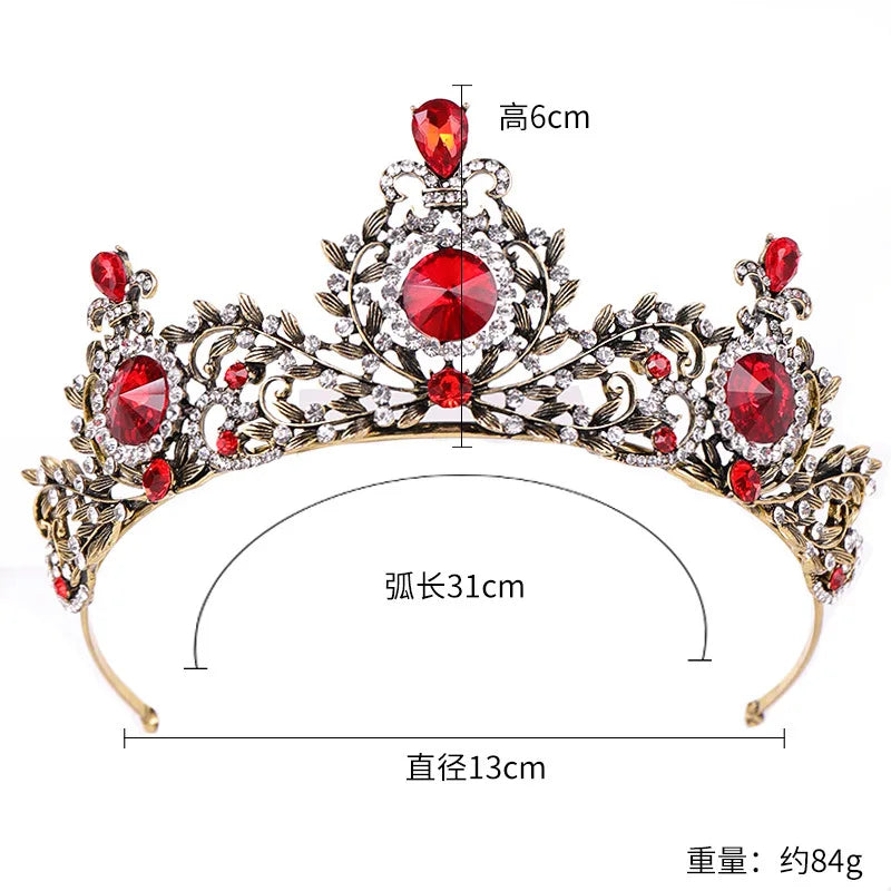 DIEZI Baroque Vintage Crystal Wedding Bridal Tiaras Hairband Headpiece Black Princess Pageant Crown Bridal Hair Accessories