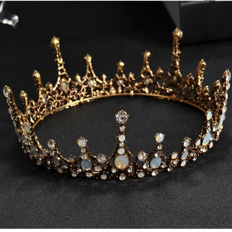 DIEZI Baroque Vintage Crystal Wedding Bridal Tiaras Hairband Headpiece Black Princess Pageant Crown Bridal Hair Accessories