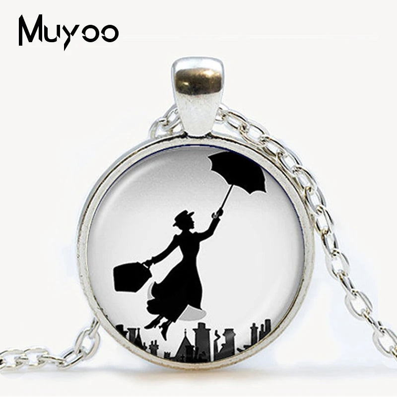 Fairy pendant necklace girl on bubble picture glass cabochon pendant necklace Mermaid Fashion chain neckless women jewelry