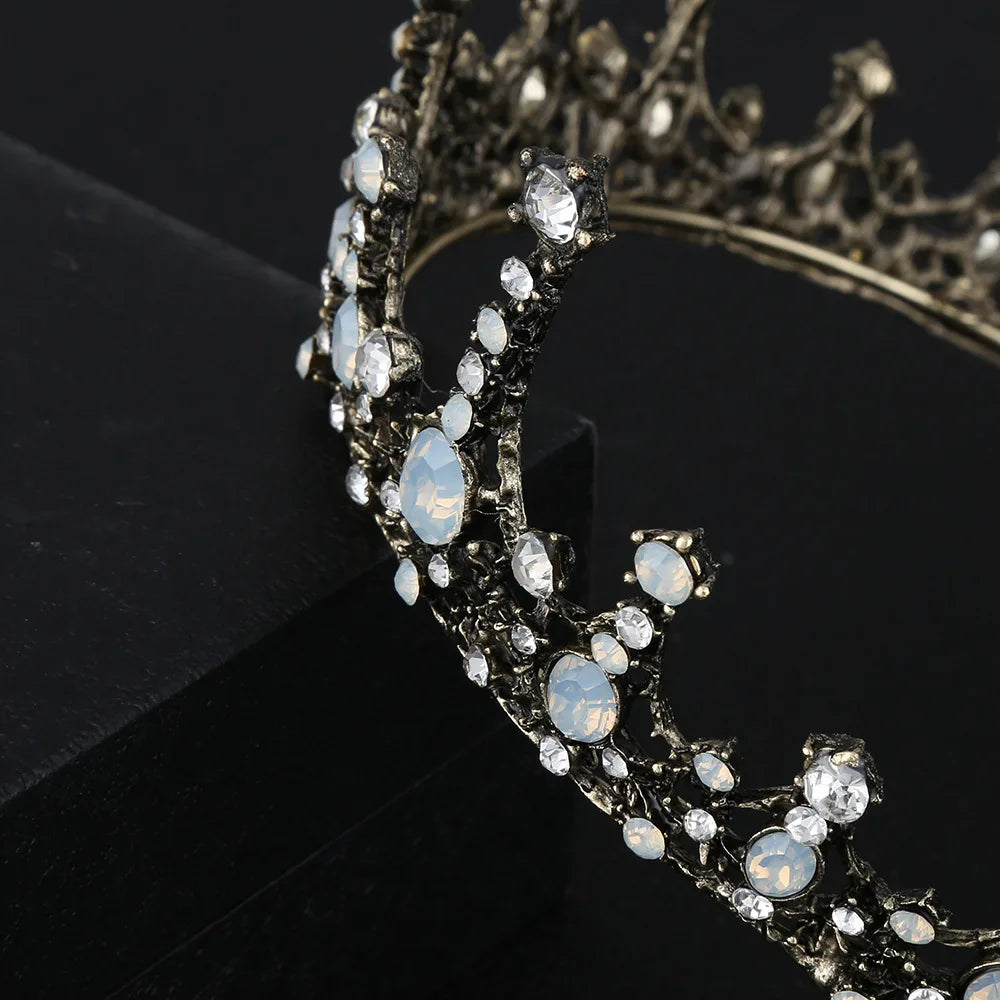 DIEZI Baroque Vintage Crystal Wedding Bridal Tiaras Hairband Headpiece Black Princess Pageant Crown Bridal Hair Accessories