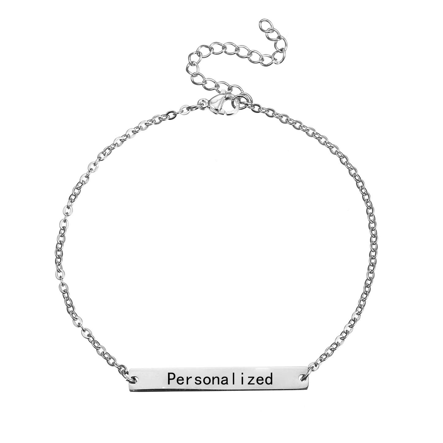 Customized Engrave Picture Letter Name Bracelet Chain Stainless Steel Bracelet Bangle For Couple Women Men Boy Girl Gift