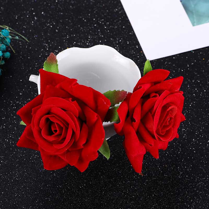 U Shaped Red Hairpins Hair Clips Wedding Hair Accessories For Women Rose Flower Headpieces Forks Bride Headdress Hair Jewelry