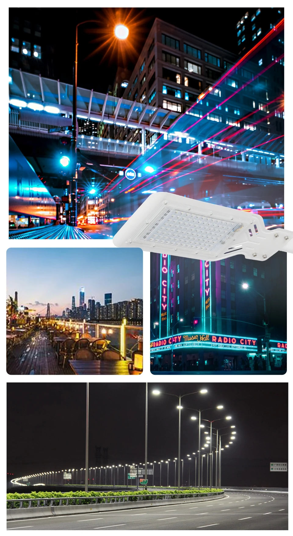 LED Street Lamp 100W AC 110V 220V 230V 240V Outdoor Floodlight Spotlight IP65 Waterproof Garden Road Street Pathway Pole Lights