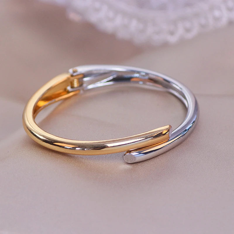 Trendy Geometry Round Bracelets & Bangles For Women Charm Crystal Cuff Bracelet Rose Gold Color Bangles Female Jewelry Accessory
