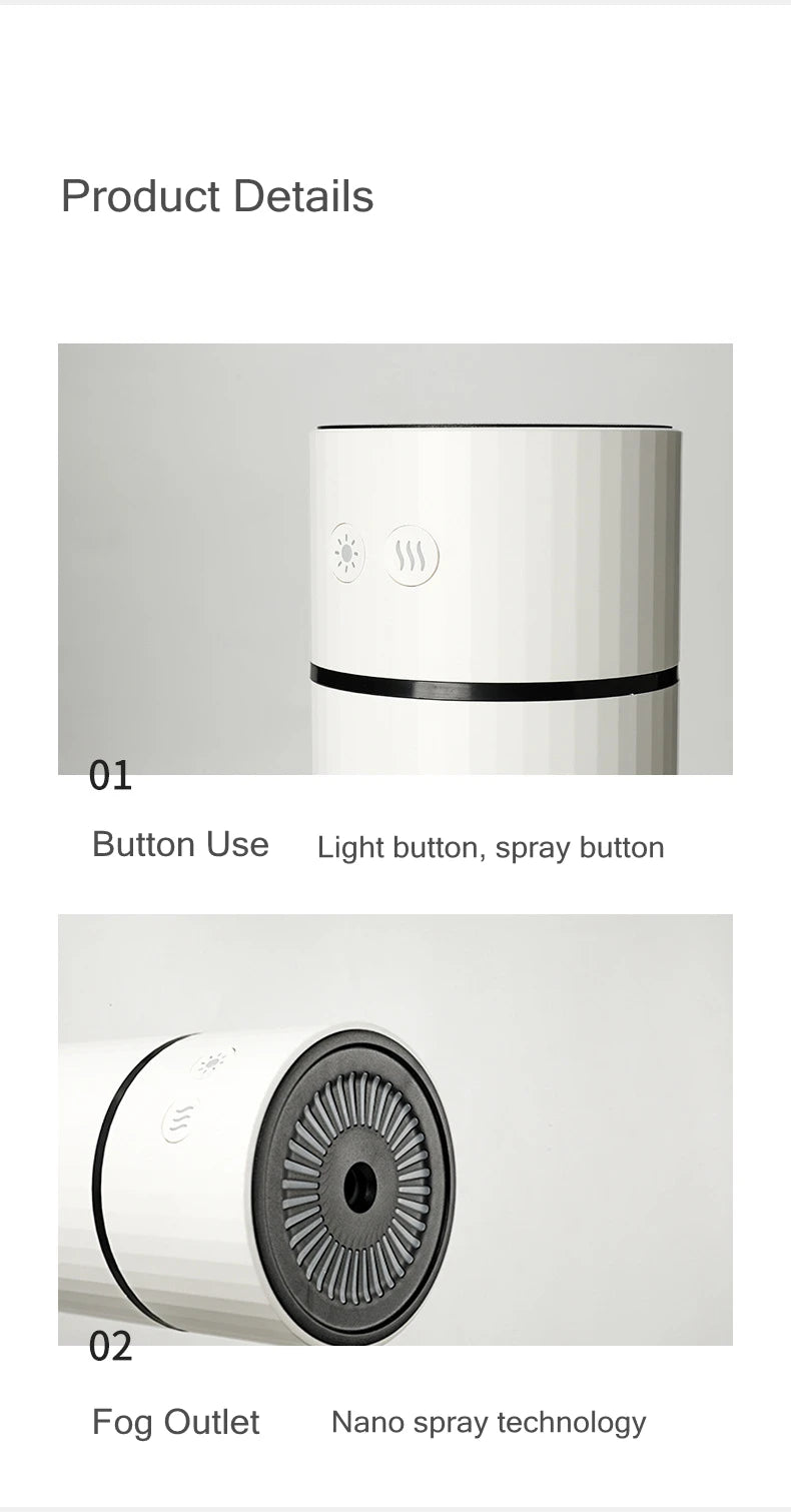 260ML Wireless Air Humidifier USB Aromatherapy Diffuser 1000mAh Rechargeable Battery Ultrasonic Cool Mist Maker Quiet Fogger