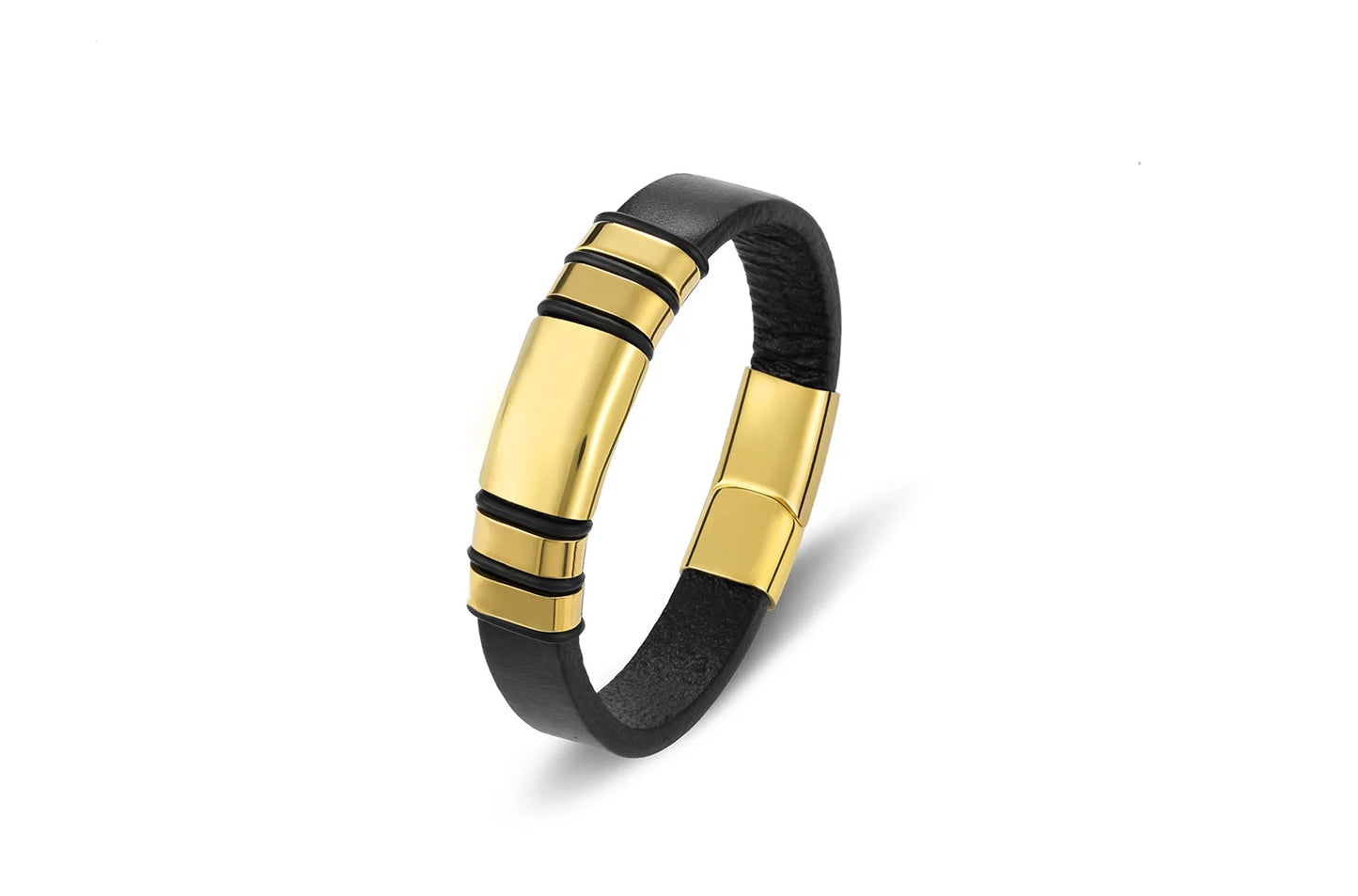 TYO Trendy Punk Rock Fashion Genuine Leather Bracelet Men Metal Stainless Steel Jewelry Magnetic Braided Vintage Dropshipping