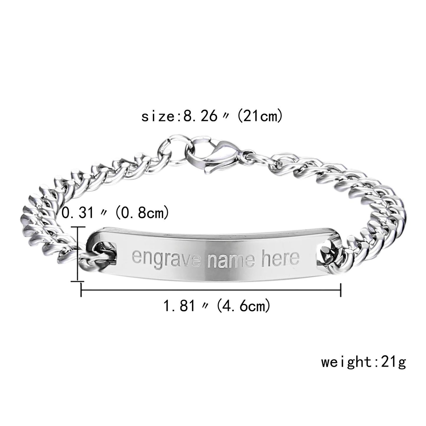 Customized Engrave Picture Letter Name Bracelet Chain Stainless Steel Bracelet Bangle For Couple Women Men Boy Girl Gift