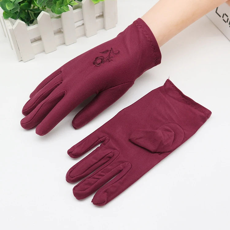 Women Embroidery Summer Driving Gloves Thin Blocking Ultraviolet Sunscreen High Elastic Performance Dance Etiquette Gloves