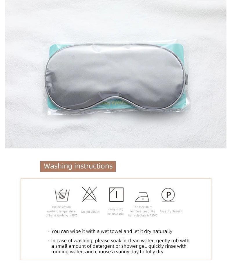 Silk Sleeping Eye Mask with Carrying Pouch Bag Travel Sleep Eyeshade For Women Man Nap Cover Comfortable Eye Patch Help Rest