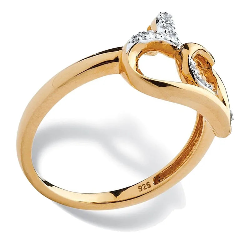 fashion Delicate Double Heart Finger Ring For Women CZ Zirconia Crystal Hollow Out Wedding Party Ring Gifts 2021