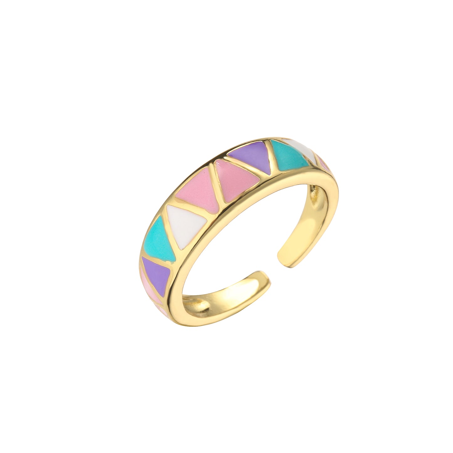 Butterfly Rainbow Rings,Sweet Trendy Geometric Square Dripping Oil Ring for Women