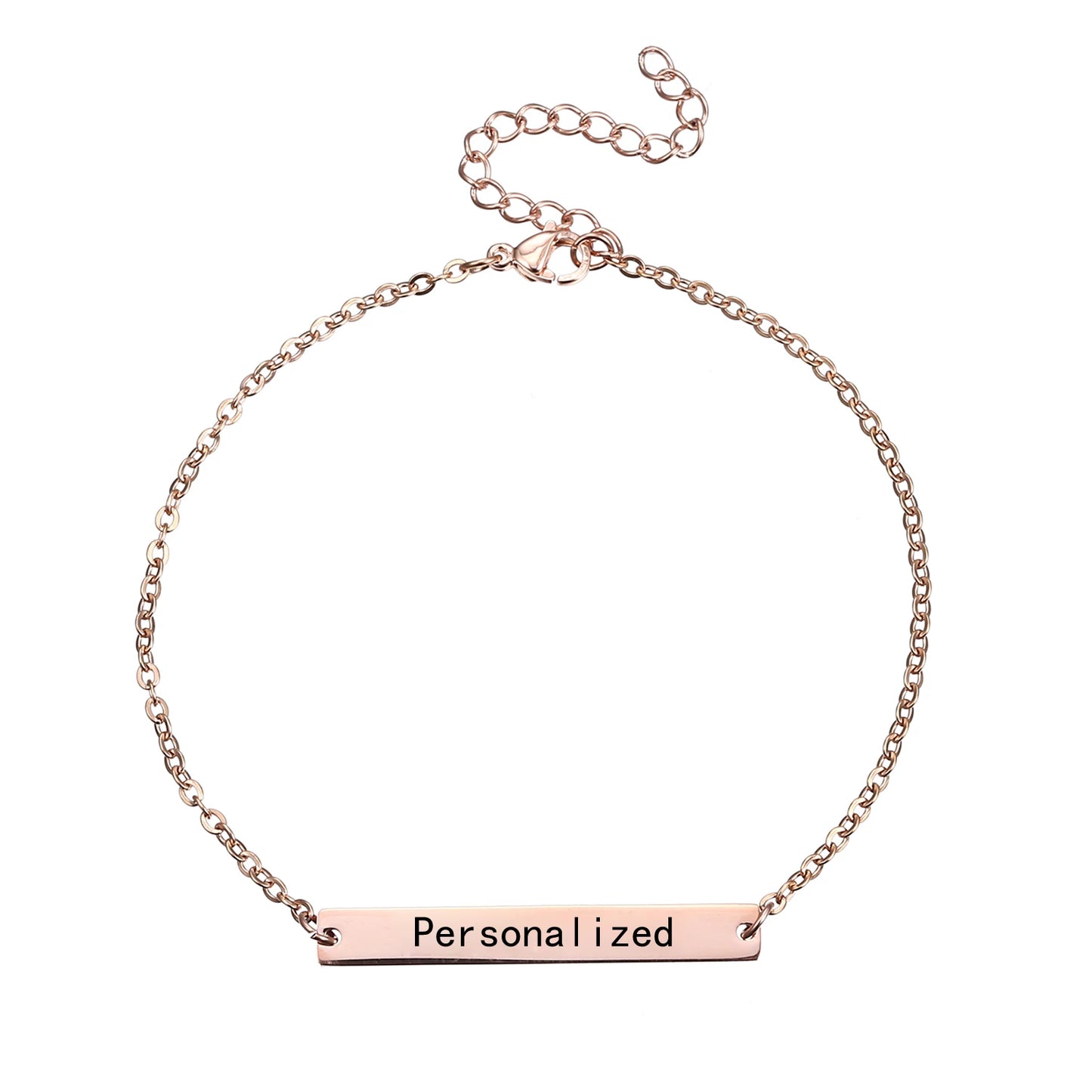 Customized Engrave Picture Letter Name Bracelet Chain Stainless Steel Bracelet Bangle For Couple Women Men Boy Girl Gift