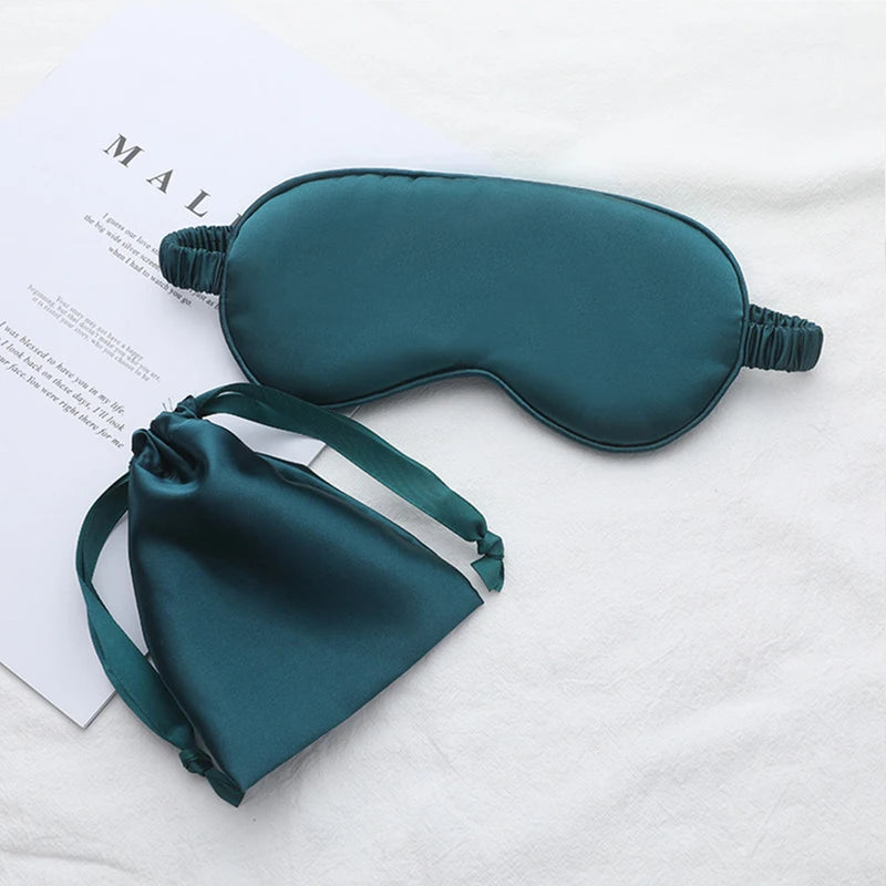 Silk Sleeping Eye Mask with Carrying Pouch Bag Travel Sleep Eyeshade For Women Man Nap Cover Comfortable Eye Patch Help Rest
