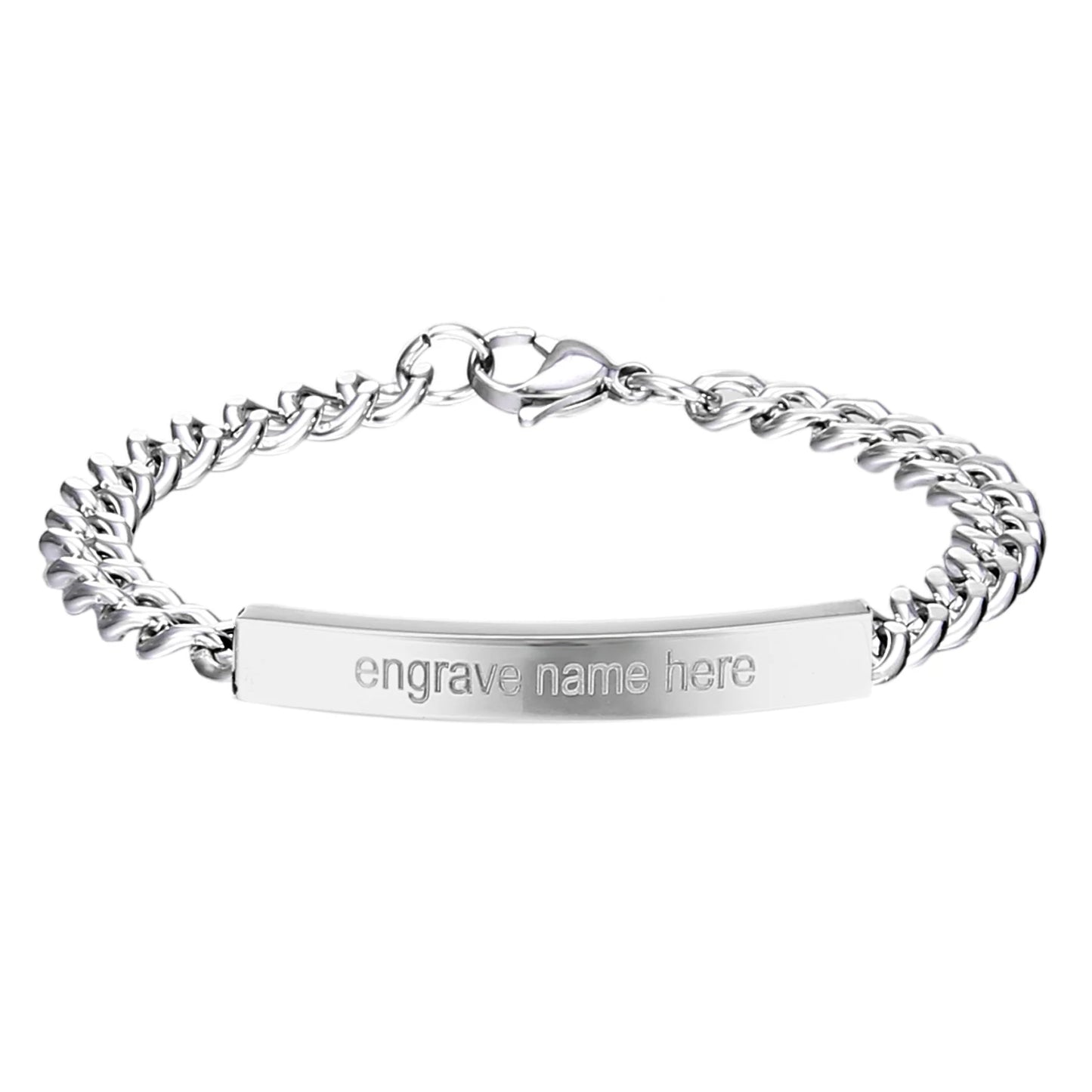 Customized Engrave Picture Letter Name Bracelet Chain Stainless Steel Bracelet Bangle For Couple Women Men Boy Girl Gift