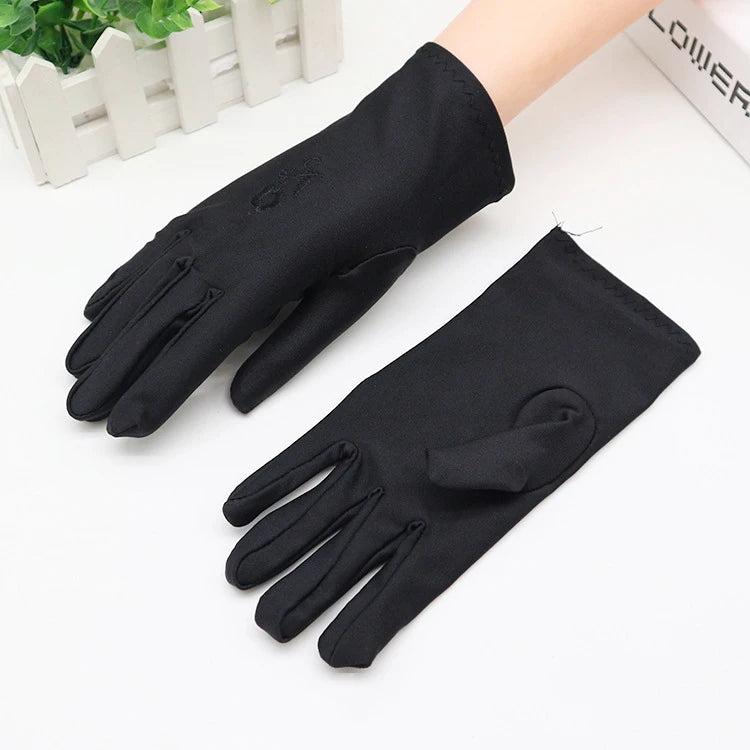 Women Embroidery Summer Driving Gloves Thin Blocking Ultraviolet Sunscreen High Elastic Performance Dance Etiquette Gloves