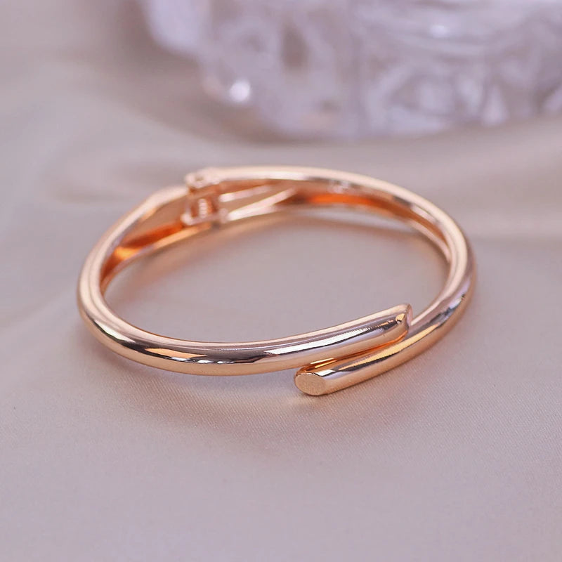 Trendy Geometry Round Bracelets & Bangles For Women Charm Crystal Cuff Bracelet Rose Gold Color Bangles Female Jewelry Accessory