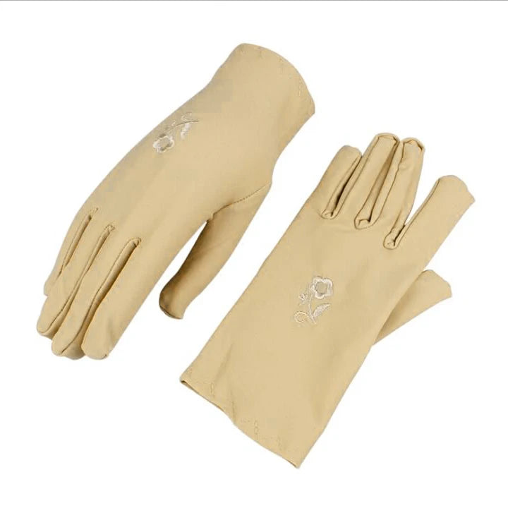 Women Embroidery Summer Driving Gloves Thin Blocking Ultraviolet Sunscreen High Elastic Performance Dance Etiquette Gloves