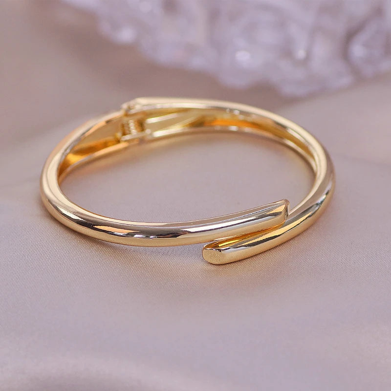 Trendy Geometry Round Bracelets & Bangles For Women Charm Crystal Cuff Bracelet Rose Gold Color Bangles Female Jewelry Accessory