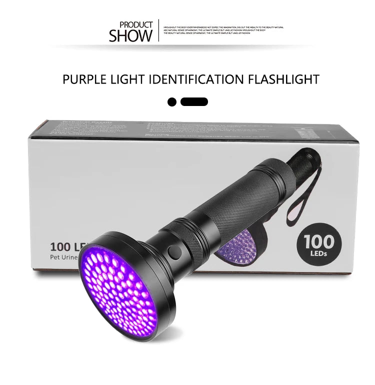 UV Flashlight 21/51/100 LED UV Light 395nm UV Flashlights Ultraviolet Torch Black Light Detector for Dry Pets Urine Stains Bug