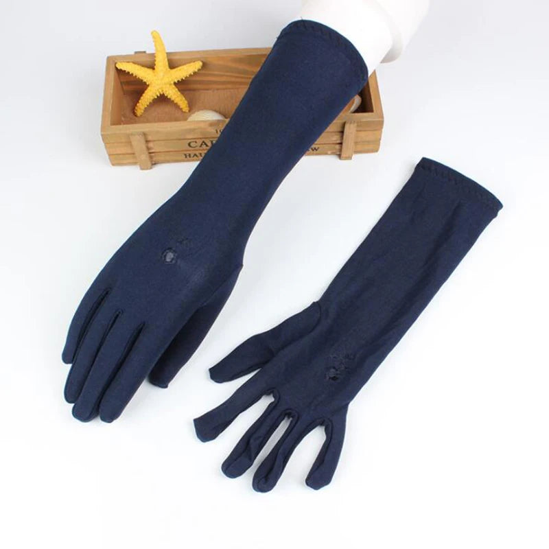 Women Embroidery Summer Driving Gloves Thin Blocking Ultraviolet Sunscreen High Elastic Performance Dance Etiquette Gloves