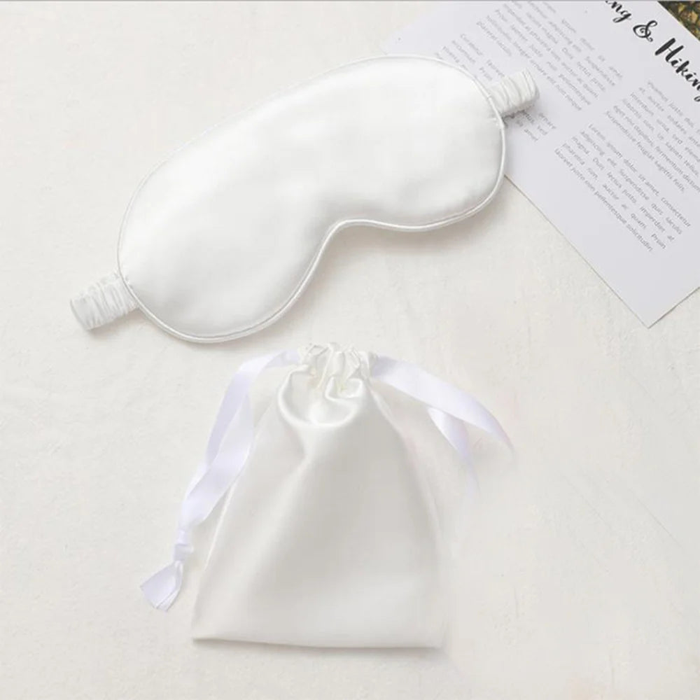 Silk Sleeping Eye Mask with Carrying Pouch Bag Travel Sleep Eyeshade For Women Man Nap Cover Comfortable Eye Patch Help Rest