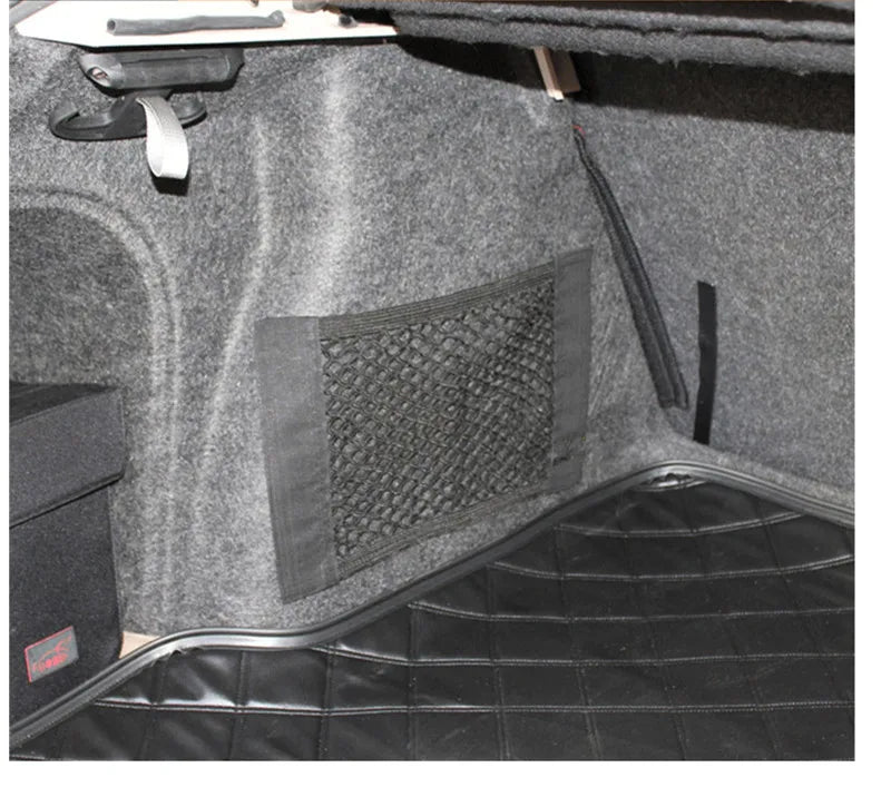 Trunk Storage Net, Universal Car Nylon Cargo Storage Netting Wall Sticker Add on Storage Pouch Bag for Tissues/Bottles/Groceries