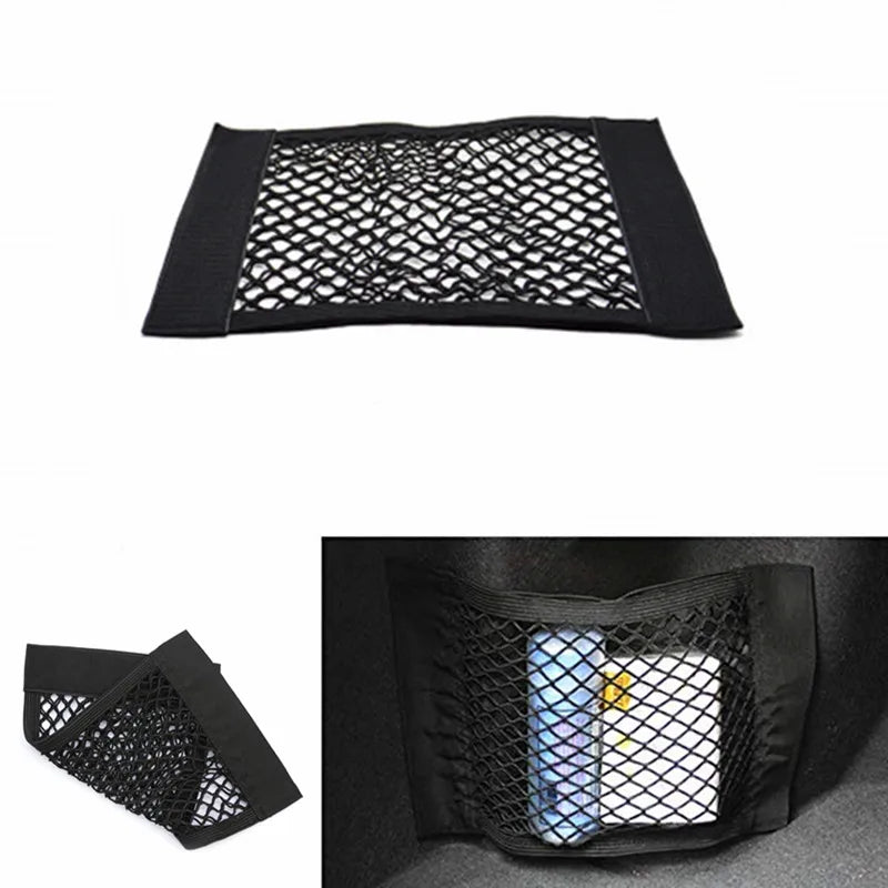 Trunk Storage Net, Universal Car Nylon Cargo Storage Netting Wall Sticker Add on Storage Pouch Bag for Tissues/Bottles/Groceries