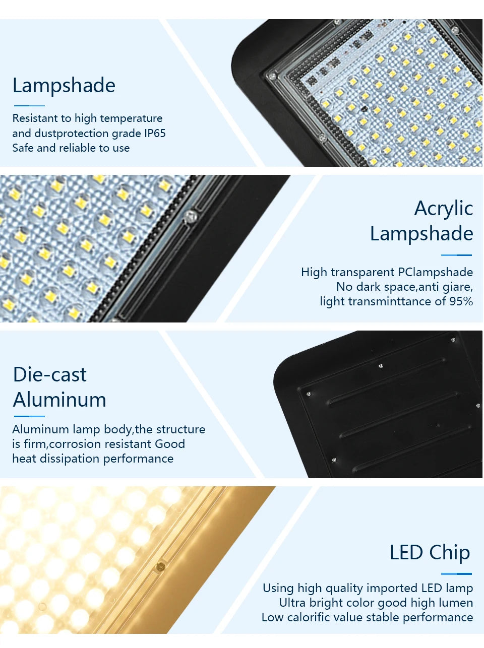 LED Street Lamp 100W AC 110V 220V 230V 240V Outdoor Floodlight Spotlight IP65 Waterproof Garden Road Street Pathway Pole Lights
