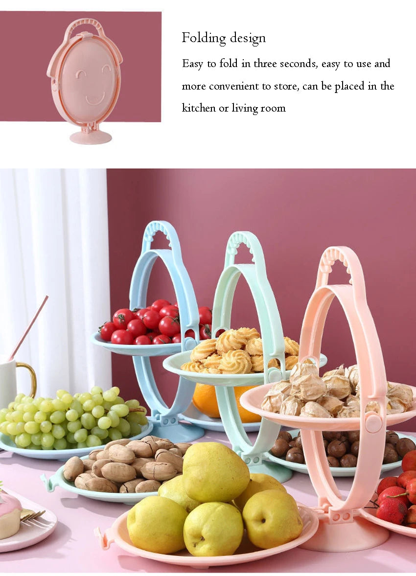 Creative Double Layer Folding Fruit Tray Desserts Plate Living Room Tea Table Snack Plates Cookies Dish Dry Fruits Nuts Trays
