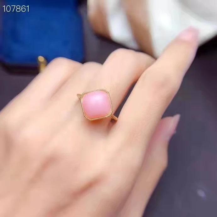 Natural Opal Gemstone Women's Ring Anillos Mujer Jewelry s925 Silver Inlay Adjustable Size Pink Girlfriend Christmas Gift