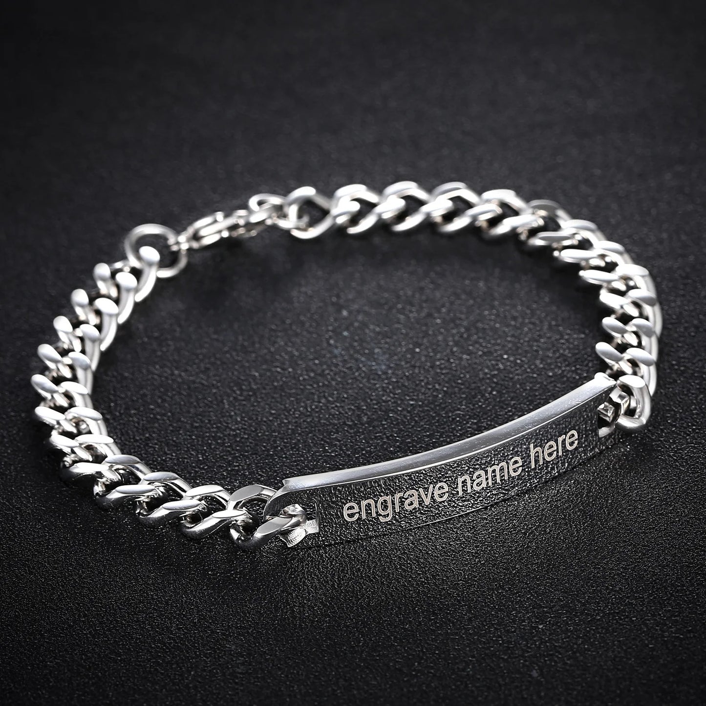 Customized Engrave Picture Letter Name Bracelet Chain Stainless Steel Bracelet Bangle For Couple Women Men Boy Girl Gift