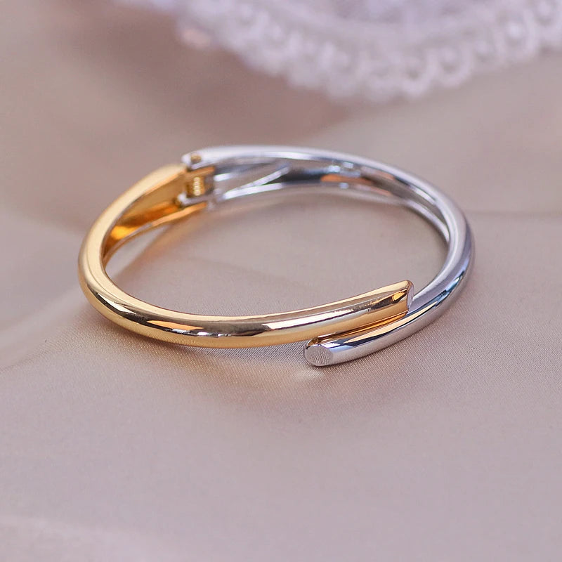 Trendy Geometry Round Bracelets & Bangles For Women Charm Crystal Cuff Bracelet Rose Gold Color Bangles Female Jewelry Accessory
