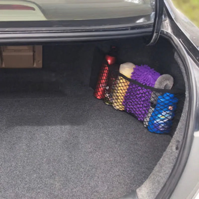 Trunk Storage Net, Universal Car Nylon Cargo Storage Netting Wall Sticker Add on Storage Pouch Bag for Tissues/Bottles/Groceries