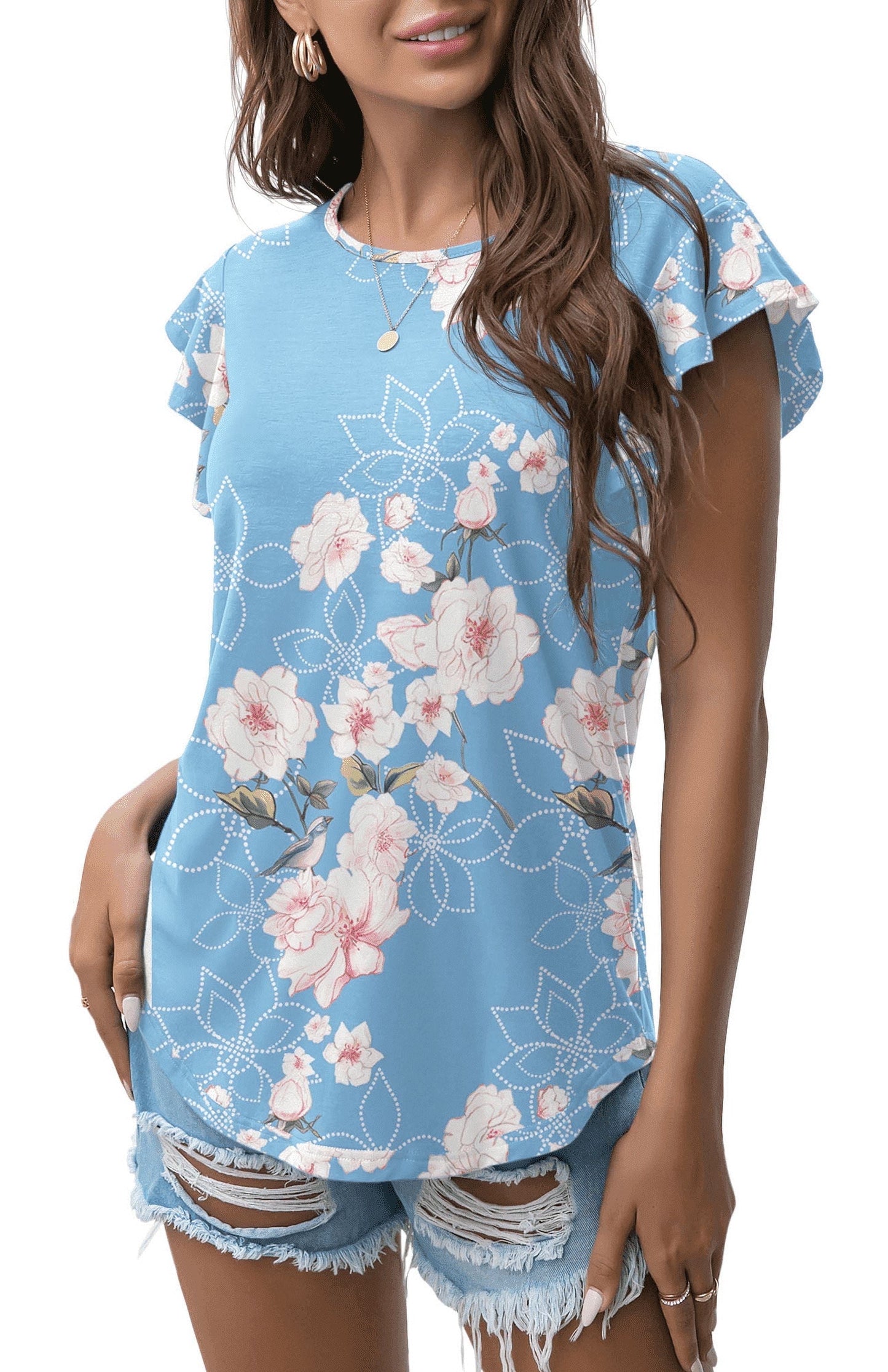 Women'S Summer Casual Tops round Neck Soft Short Sleeves Tops Basic T-Shirt Blouse