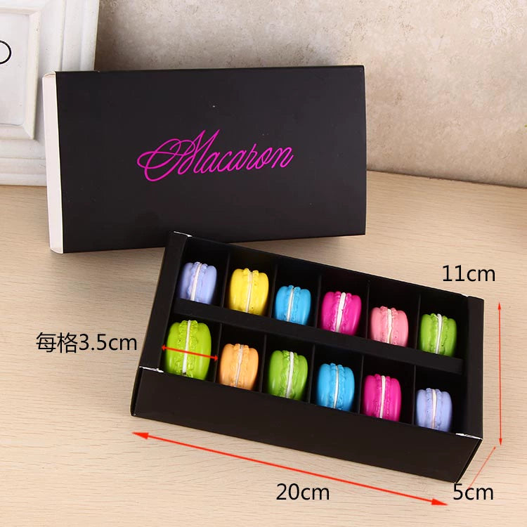 12-Piece Pack Macaron Packing Box High-Grade Bronzing Macaron Drawer Box French Macaron West Point Cookie Box