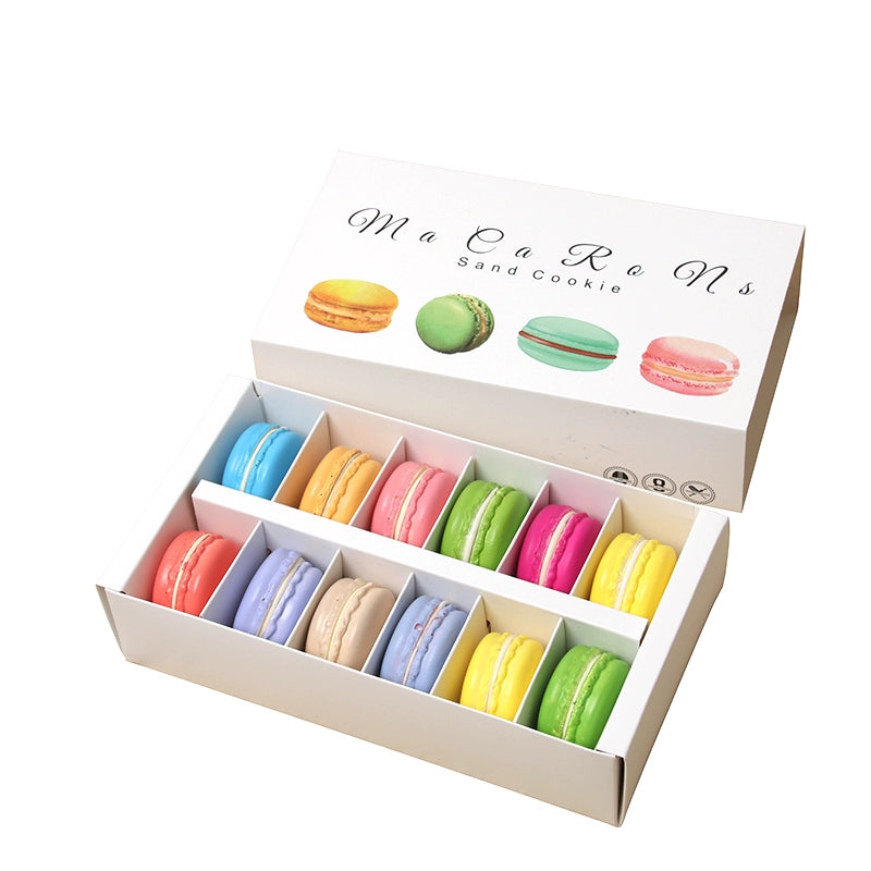 12-Piece Pack Macaron Packing Box High-Grade Bronzing Macaron Drawer Box French Macaron West Point Cookie Box
