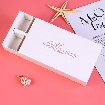 12-Piece Pack Macaron Packing Box High-Grade Bronzing Macaron Drawer Box French Macaron West Point Cookie Box