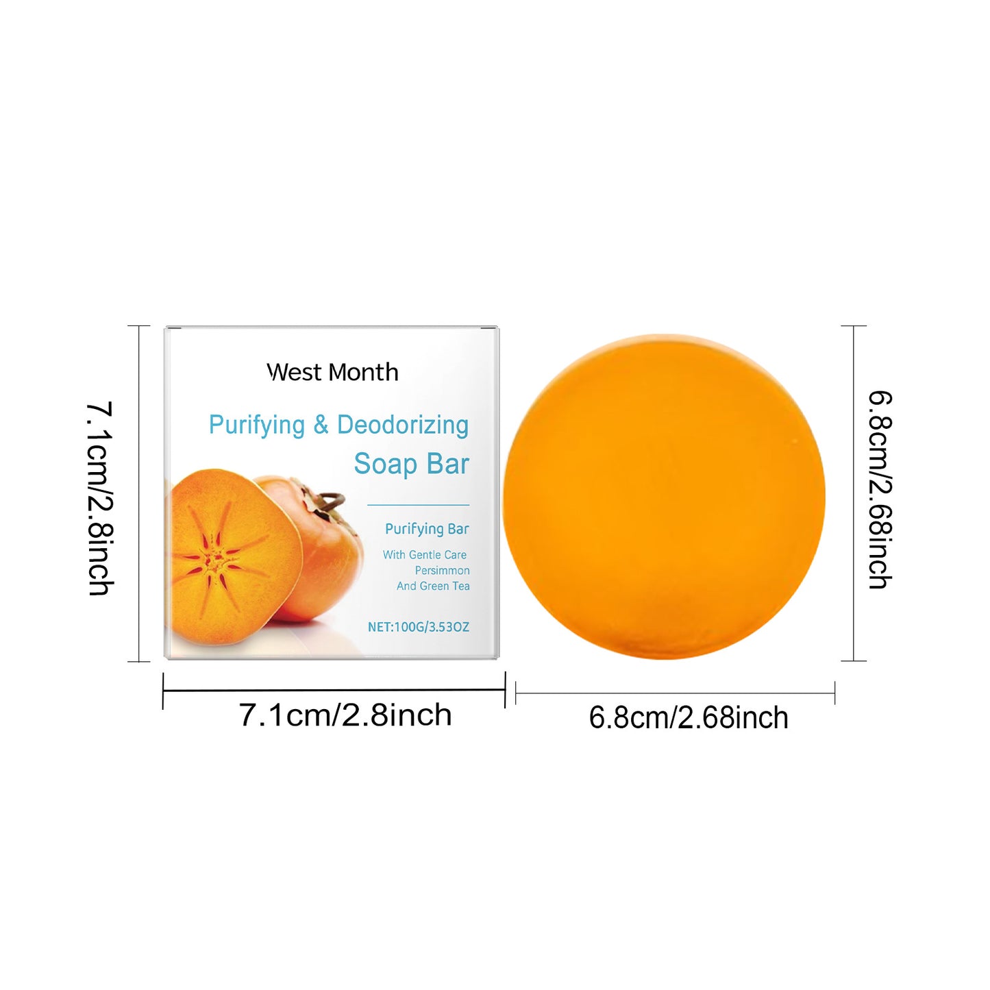 Persimmon Soap Bar Cleansing Deodorizing Remove Stains Rich Foam Lasting Fragrance Freshness Anti Sweat Odor Shower Bathing Soap