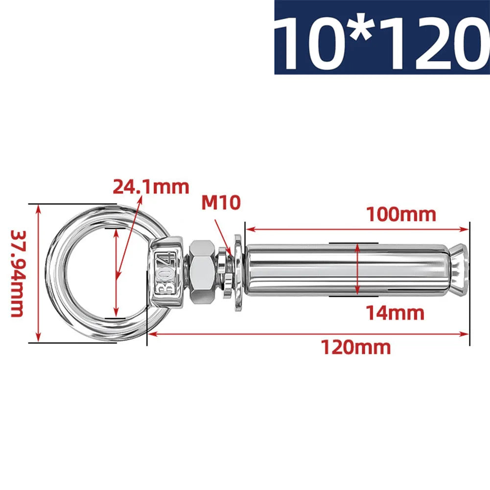Eye Screws 304 Stainless Steel Construction Sites 100mm 15 Sizes Available Complete Size Range Lengthened Design