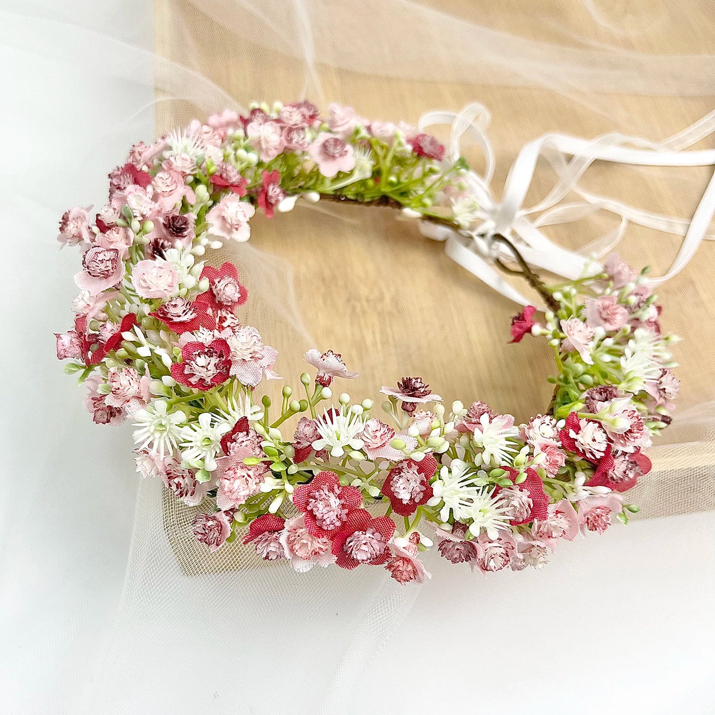 Breathable White Flower Crowns Tiaras Hairbands Romantic Sweet Gardland Women Wedding Hair Accessories for Bride Bridesmaids