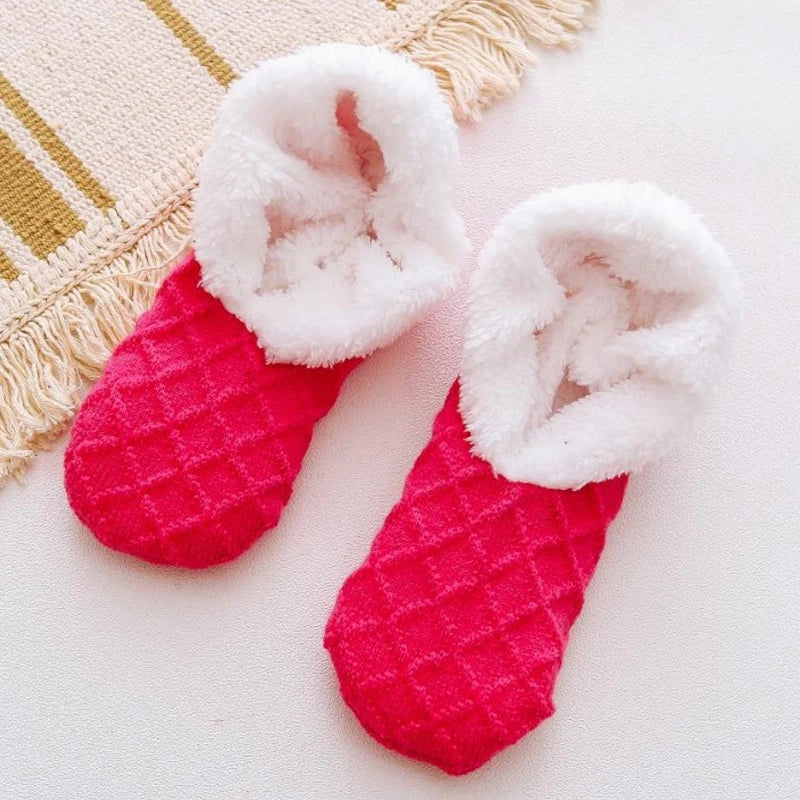 Women Winter Warm Thick Socks Anti Slip Home Floor Carpet Fuzzy Socks Lamb Wool Velvet Solid Colors Indoor Sleep Slippers Socks