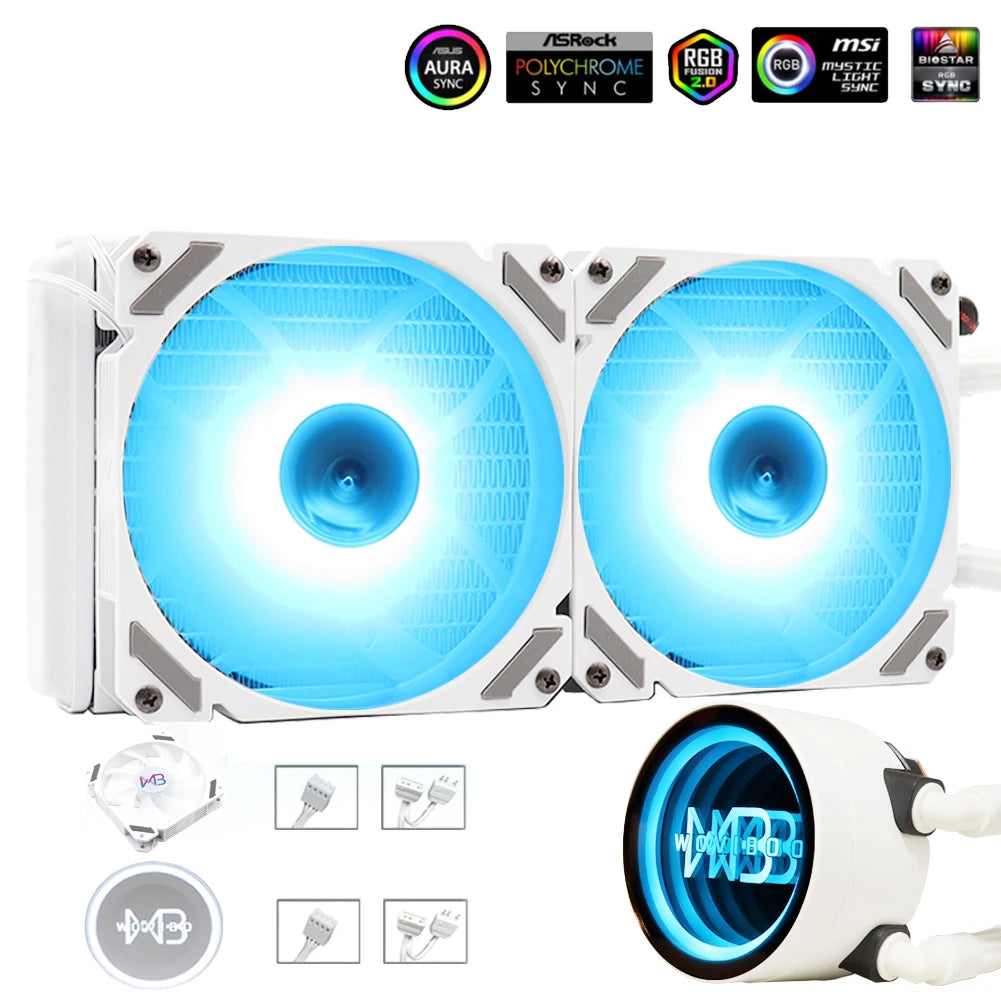 Water Cooling CPU Cooler 120mm 240mm Computer Liquid Ventilador RGB ARGB Radiator LGA 1150 1155 1151 1200 1700 2011 AMD AM3 AM4