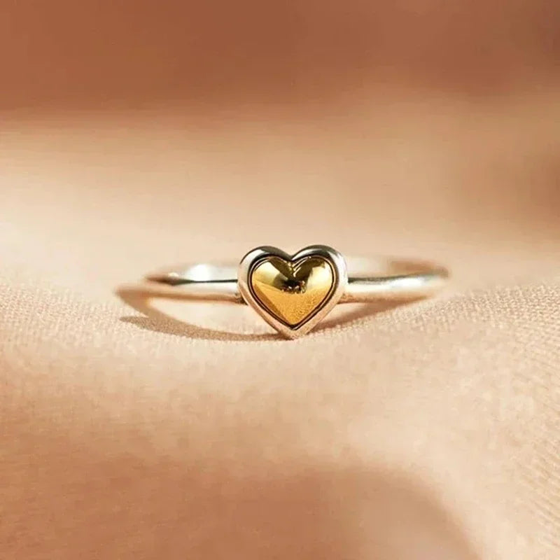 Vibrant Gold-Filled Silver Heart Ring