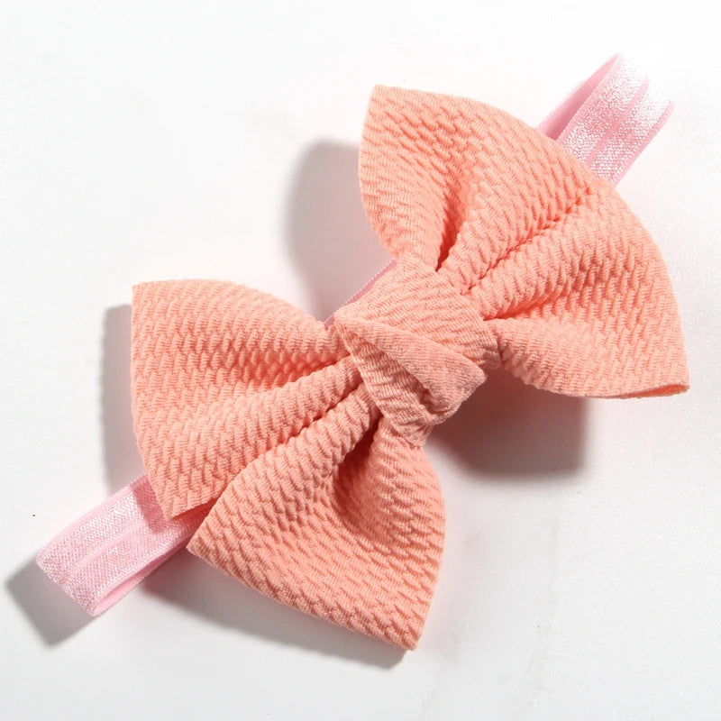 11cm 4.3" Fashion Seersucker Waffle Hair Bows With Headbands For Women Girls Kids Headwear Headband Hair Accessories