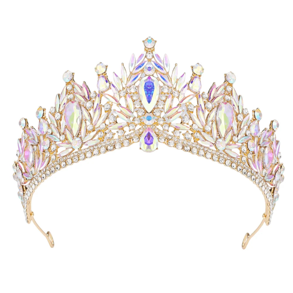 Luxury Baroque Queen Tiaras Elegant Adjustable Alloy Princess Crown European Style Dazzling Bridal Headwear Birthday Party