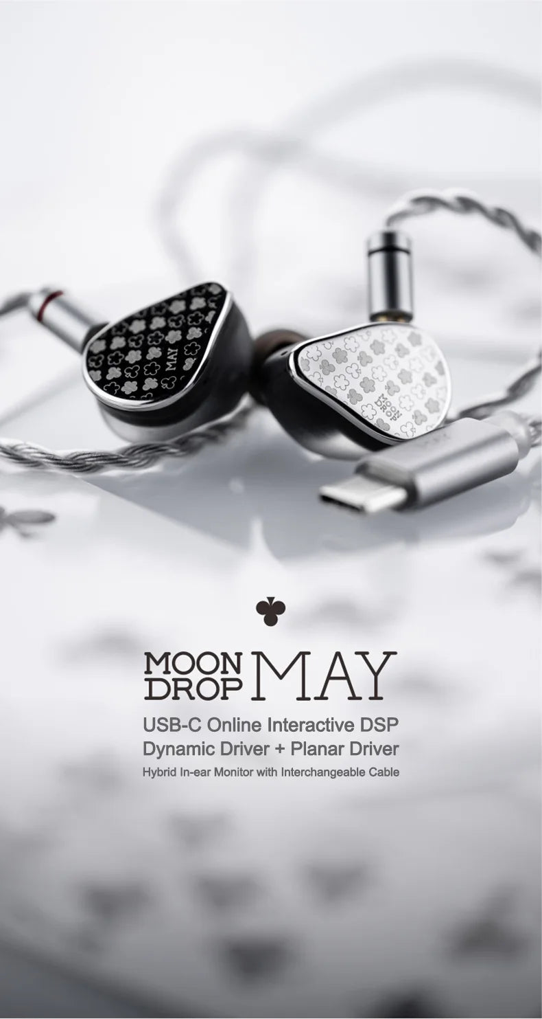 MOONDROP MAY DSP Headphones USB-C Online Interactive DSP Dynamic Driver Planar Driver Hybrid In-ear with Interchangeable Cable