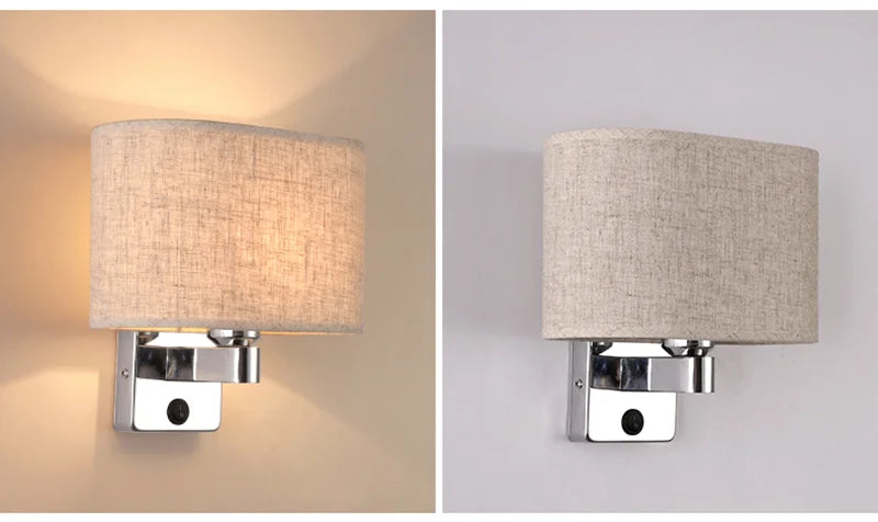 LED Lights Indoor Lighting Fabric Lampshade Wall Lamps for Bedside Bedroom Living Room Hotel Stairs Hotel Home Decoration