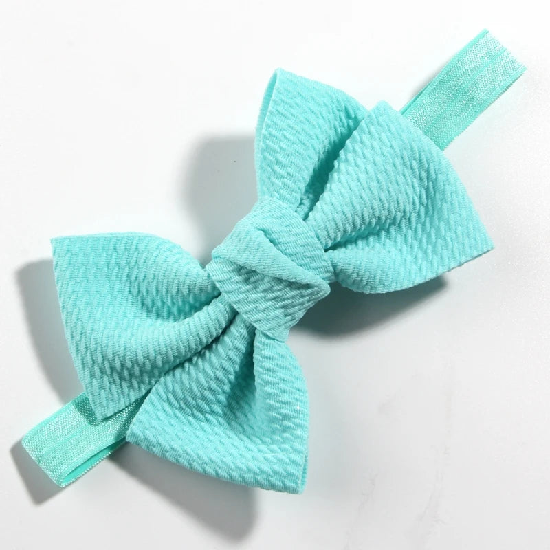11cm 4.3" Fashion Seersucker Waffle Hair Bows With Headbands For Women Girls Kids Headwear Headband Hair Accessories
