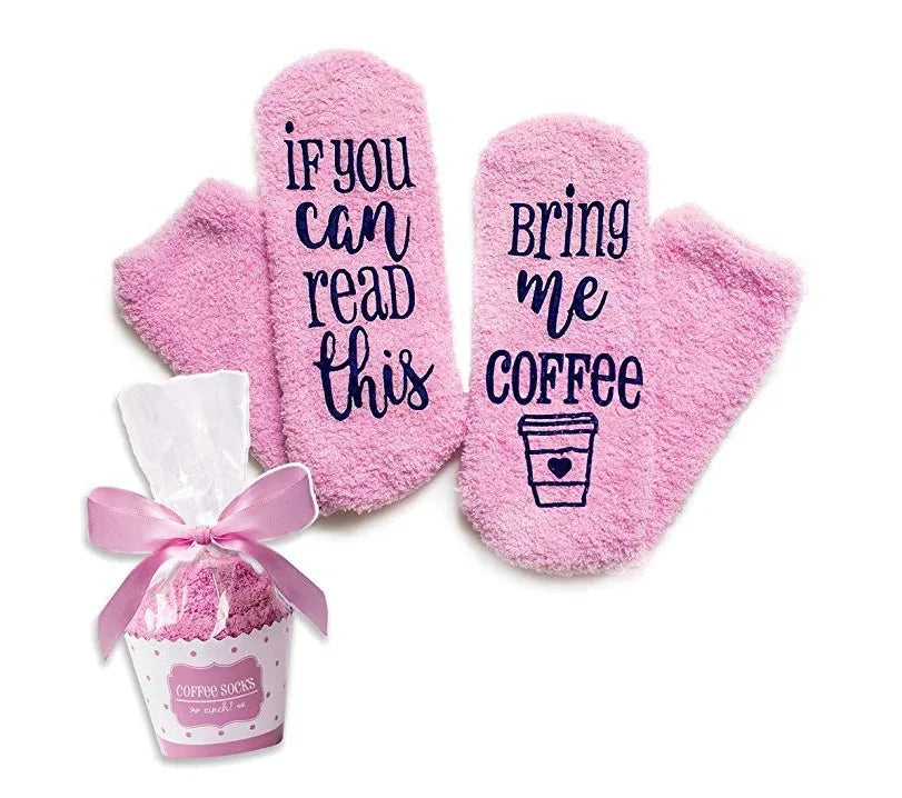 Luxury Fuzzy Wine Socks in Cupcake Gift Packaging Women Winter Fuzzy Plush Slipper Crew Socks Funny Accessory Present for Wife